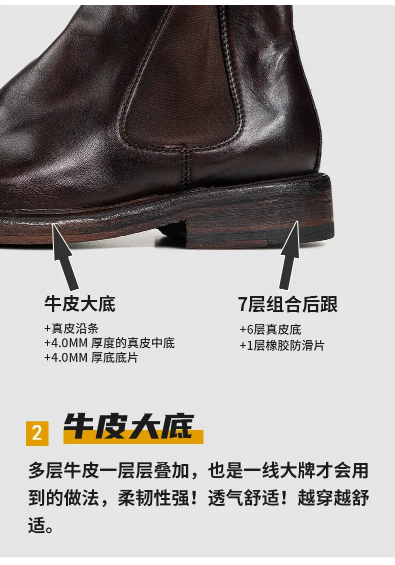 KOWM horsehide Hiking shoes walking boots men Goodyear shoes trendy ankle shoes walking trekking outdoor sneakers casual shoes