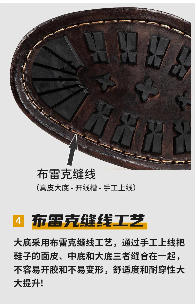 KOWM horsehide Hiking shoes walking boots men Goodyear shoes trendy ankle shoes walking trekking outdoor sneakers casual shoes