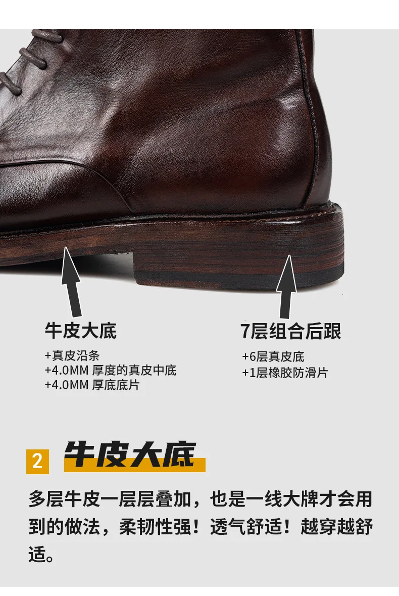 KOWM horsehide Hiking shoes walking boots men Goodyear shoes trendy ankle shoes walking trekking outdoor sneakers casual shoes