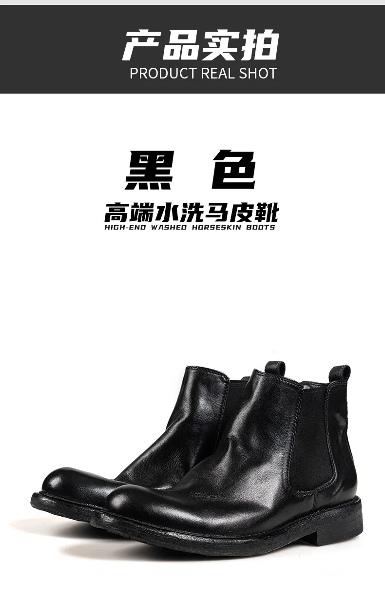 KOWM horsehide Hiking shoes walking boots men Goodyear shoes trendy ankle shoes walking trekking outdoor sneakers casual shoes