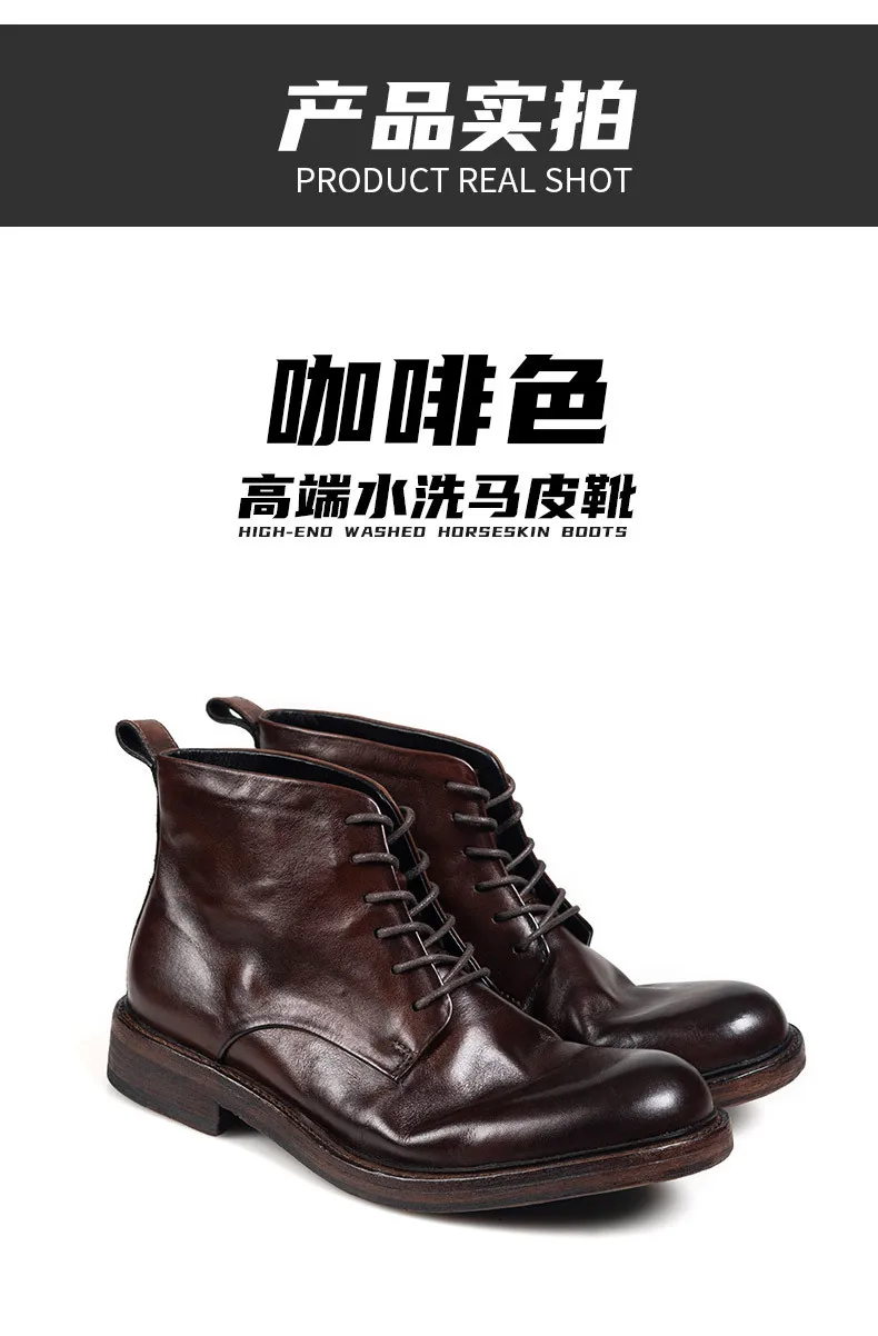 KOWM horsehide Hiking shoes walking boots men Goodyear shoes trendy ankle shoes walking trekking outdoor sneakers casual shoes