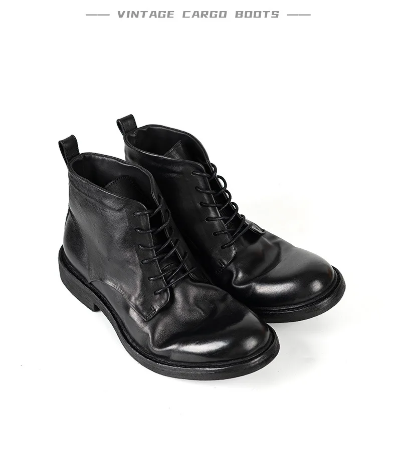KOWM horsehide Hiking shoes walking boots men Goodyear shoes trendy ankle shoes walking trekking outdoor sneakers casual shoes