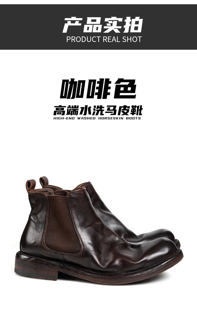 KOWM horsehide Hiking shoes walking boots men Goodyear shoes trendy ankle shoes walking trekking outdoor sneakers casual shoes