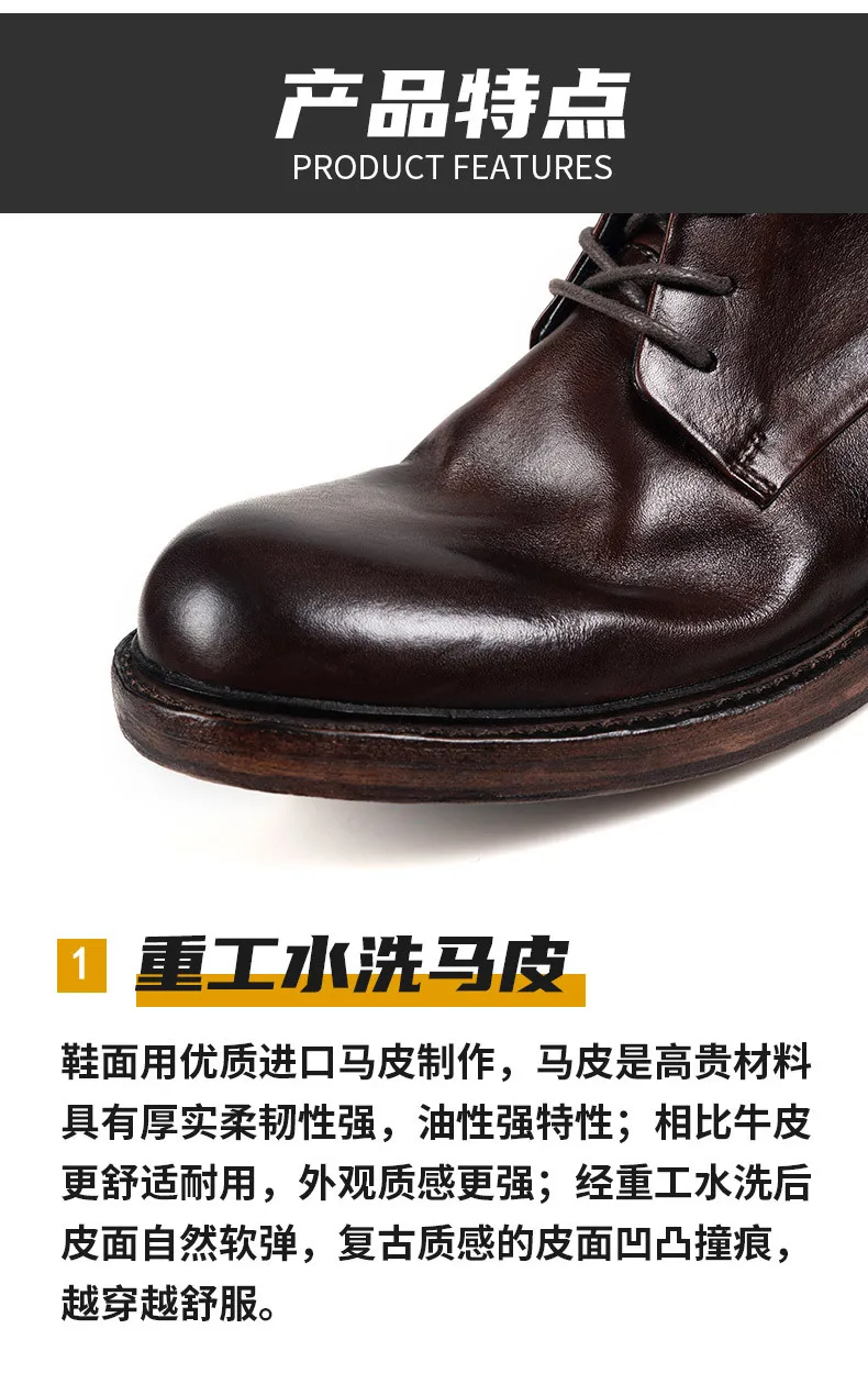KOWM horsehide Hiking shoes walking boots men Goodyear shoes trendy ankle shoes walking trekking outdoor sneakers casual shoes