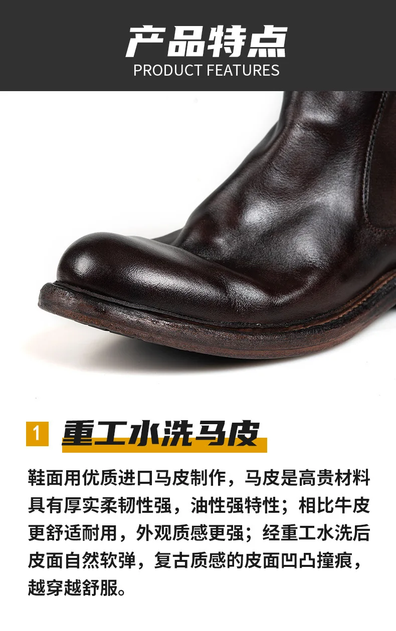 KOWM horsehide Hiking shoes walking boots men Goodyear shoes trendy ankle shoes walking trekking outdoor sneakers casual shoes