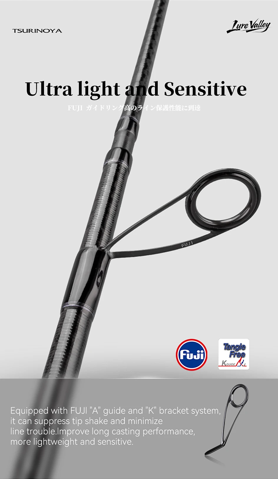 TSURINOYA LURE VALLEY Travel Rod 5 Section Expedition Fishing Rod 1.98m 2.08m 2.28m 2.44m 2.7m FUJI Guide Spinning Casting Rod