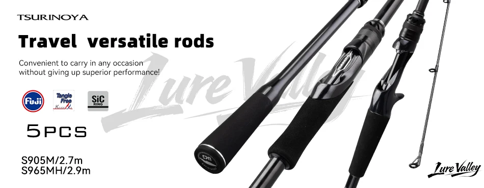 TSURINOYA LURE VALLEY Travel Rod 5 Section Expedition Fishing Rod 1.98m 2.08m 2.28m 2.44m 2.7m FUJI Guide Spinning Casting Rod