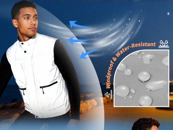 WOSAWE Men's Fully Reflective Jacket Outdoor Lightweight Windbreaker MTB Bike Hooded Rain Jacket Running Fishing Cycling Coat