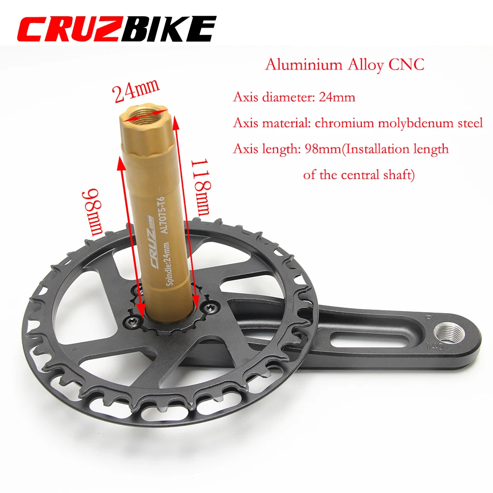 CRUZbike Children's Folding Bike Crankset Ultralight 127/140/150mm Hollow Tech Crank Aluminum Alloy Bicycle Parts Accessories