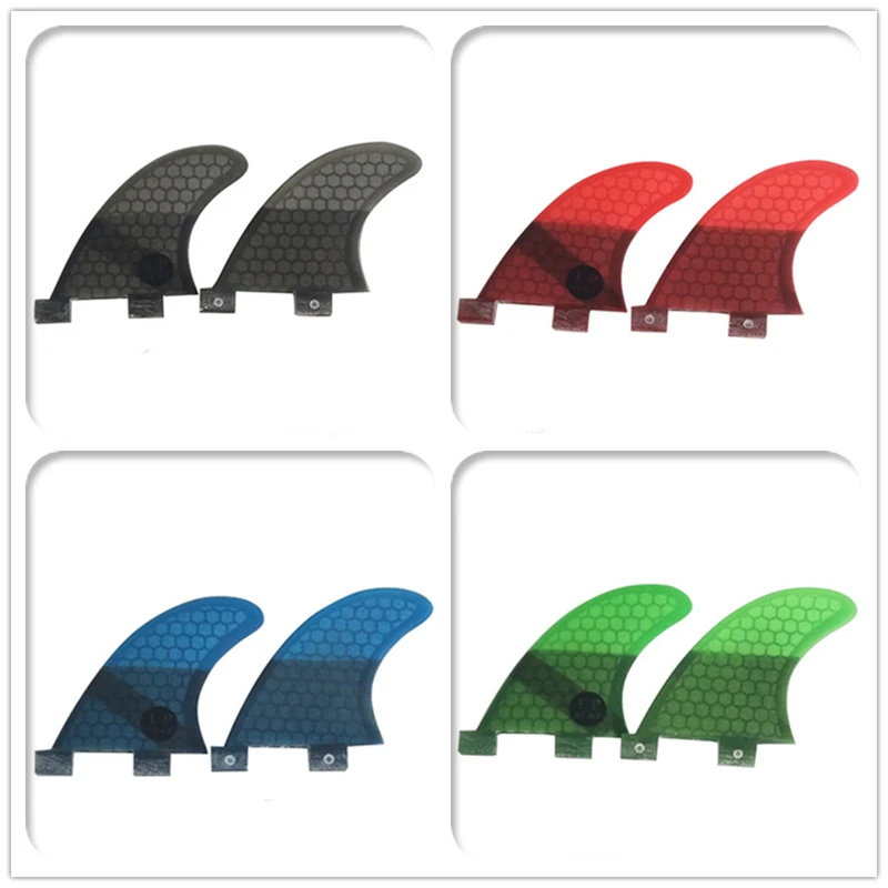 UPSURF-FCS Twin Fins GL Surfboard Fins, Honeycomb, Fiberglass, Double Tabs, Base Rear Fins, Surfing Board Accessories