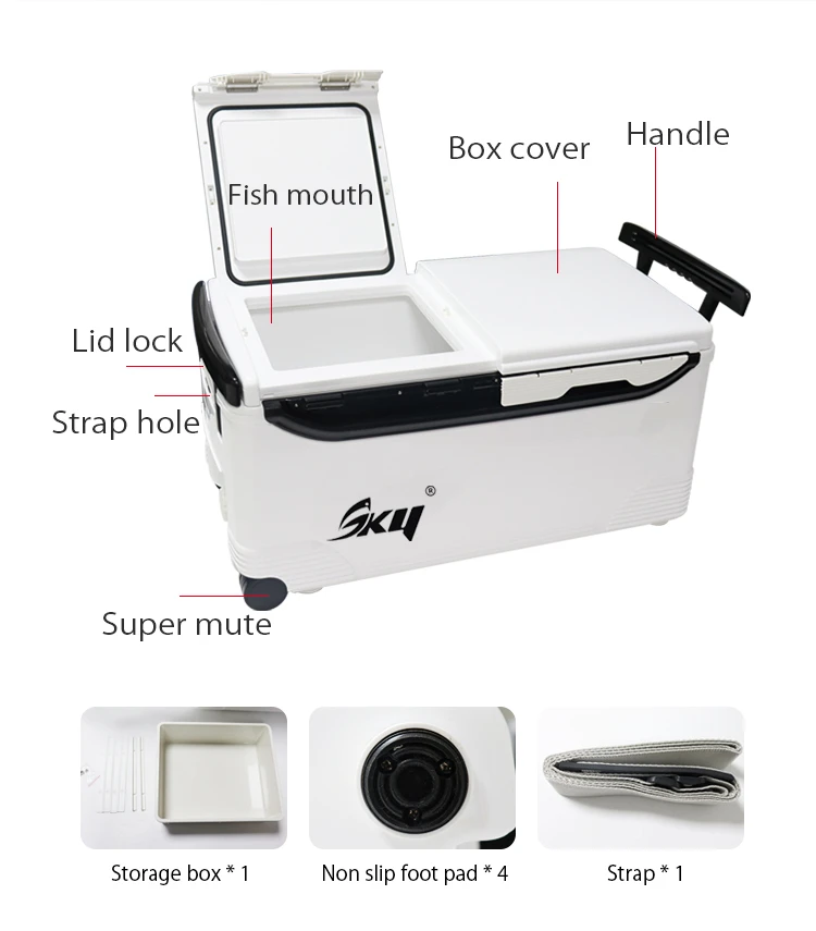 ZYZHE 45L Fishing Tackle Box Large Capacity Telescopic Drawbar Design with Wheel Keep Temperature Fishing Tackle Storage Case