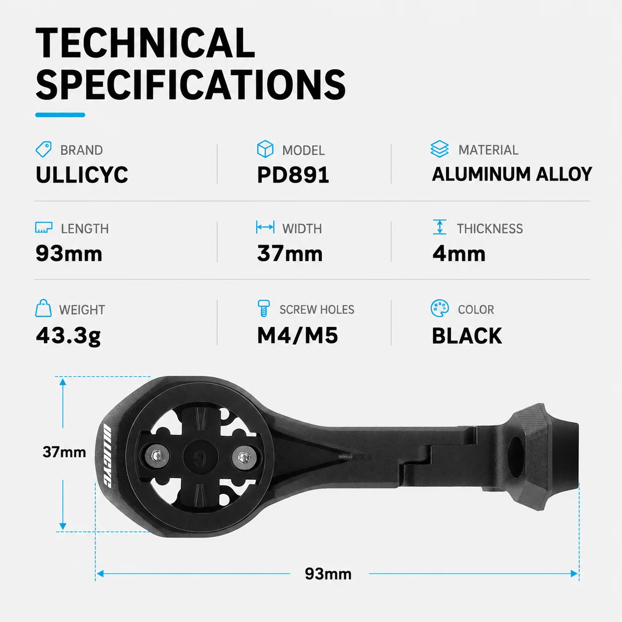 ULLICYC For SL8 Rapide Integrated Handlebar Computer Mount Compatible With Gopro/GPS/Garmin/Bryton/Wahoo  Aluminum Alloy