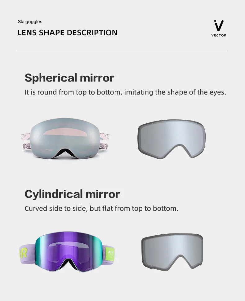 VECTOR Ski Goggles Snowboard Anti-fog and Anti-ultraviolet Poc Men Women Skiing Eyewear UV400 Snow Protection Glasses Double
