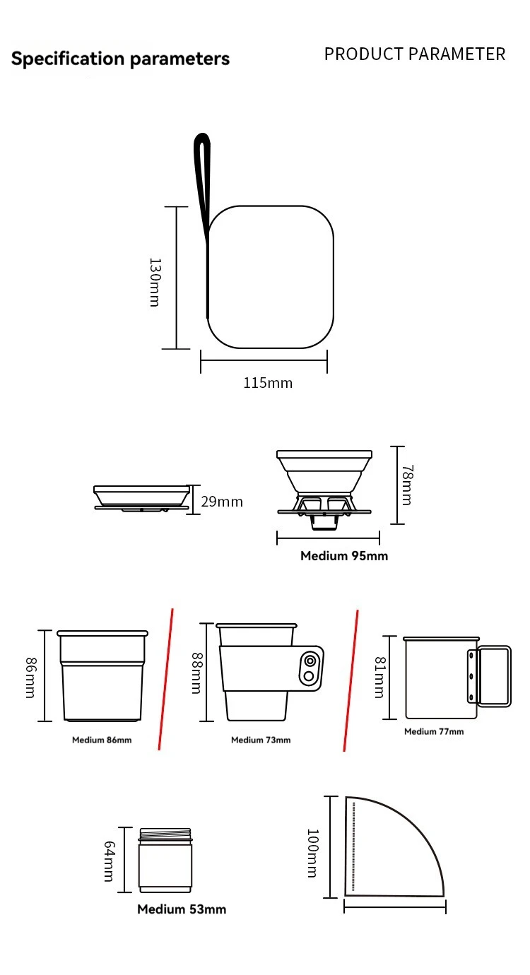 Travel Handmade Coffee Set Outdoor Car Camping Portable Cake Filter Cup Silicone Filter Cup Entry Combination Coffee Maker Sets