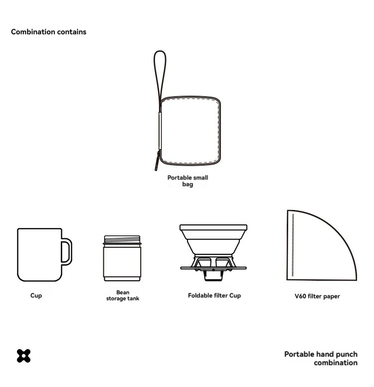 Travel Handmade Coffee Set Outdoor Car Camping Portable Cake Filter Cup Silicone Filter Cup Entry Combination Coffee Maker Sets