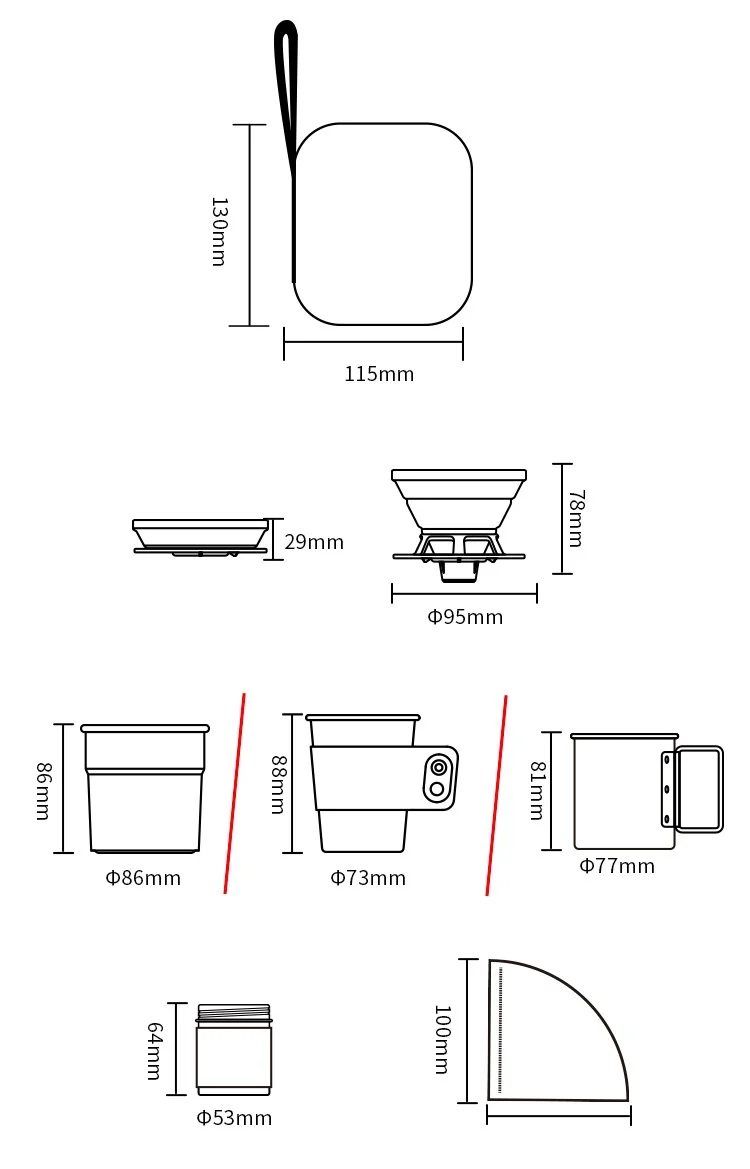 Travel Handmade Coffee Set Outdoor Car Camping Portable Cake Filter Cup Silicone Filter Cup Entry Combination Coffee Maker Sets