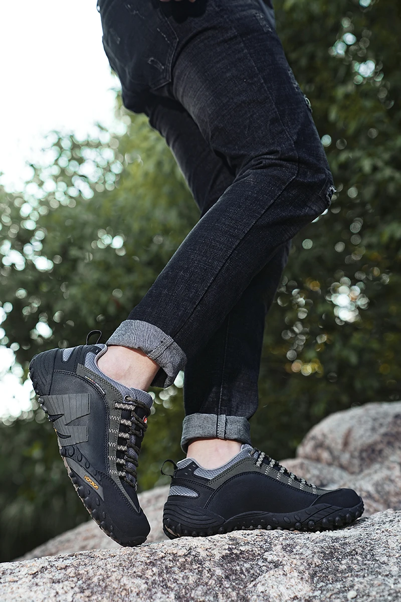 Outdoor Lover Trekking Shoes Men Waterproof Hiking Shoes Mountain Boots Genuine Leather Woodland Hunting Tactical Shoes
