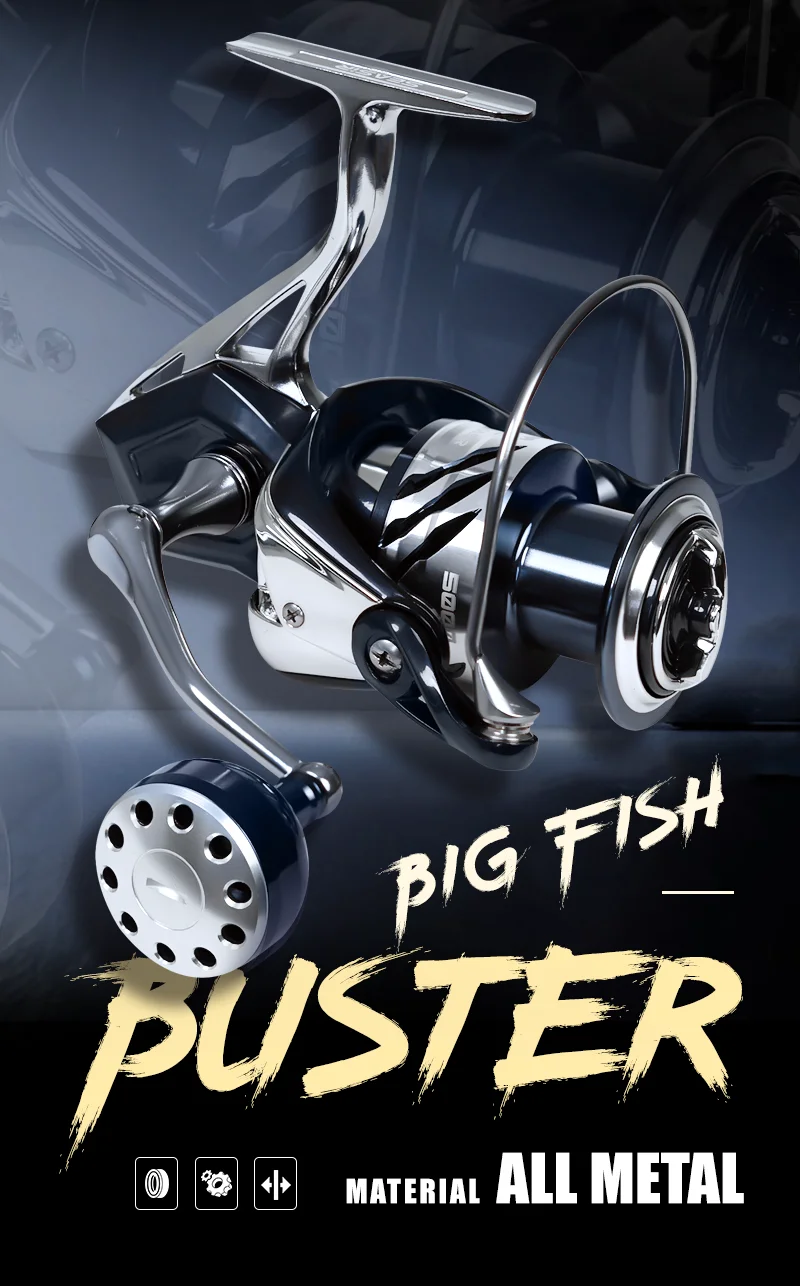 SEASIR Contra Spinning Fishing Reel 2000-6000 5.2:1 Max Drag 15KG/33LB Aluminum Power Handle All Metal Seawater Big Fish Coil