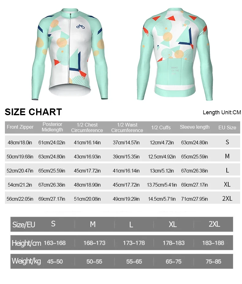 INBIK Long Sleeve Cycling Jersey Men Road Bike Clothing Riding Shirts Quick Bicycle Mountain MTB Jersey Full Zipper with Pockets