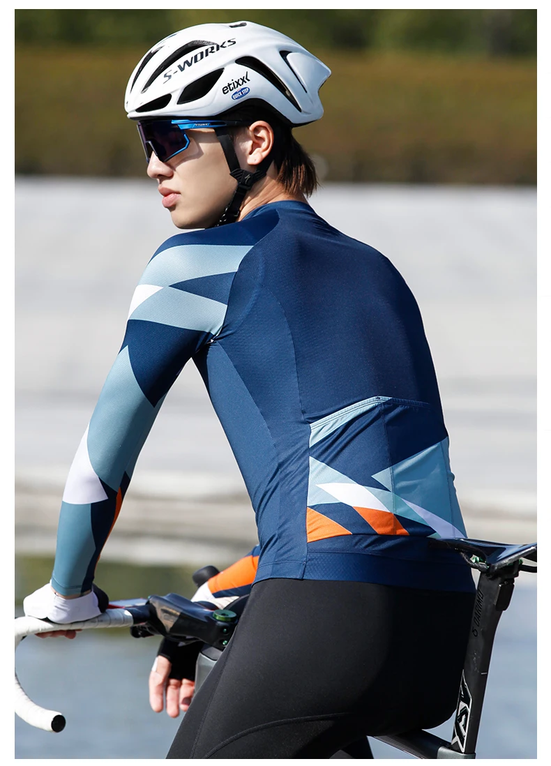 INBIK Long Sleeve Cycling Jersey Men Road Bike Clothing Riding Shirts Quick Bicycle Mountain MTB Jersey Full Zipper with Pockets