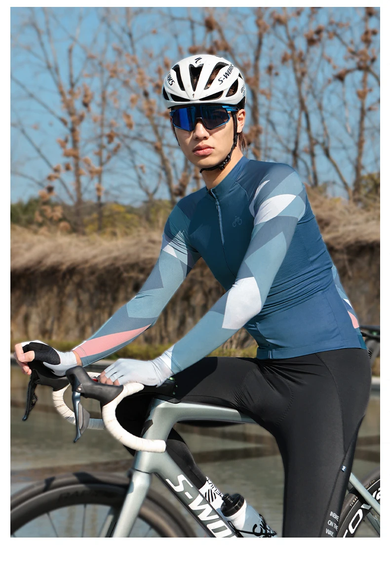INBIK Long Sleeve Cycling Jersey Men Road Bike Clothing Riding Shirts Quick Bicycle Mountain MTB Jersey Full Zipper with Pockets