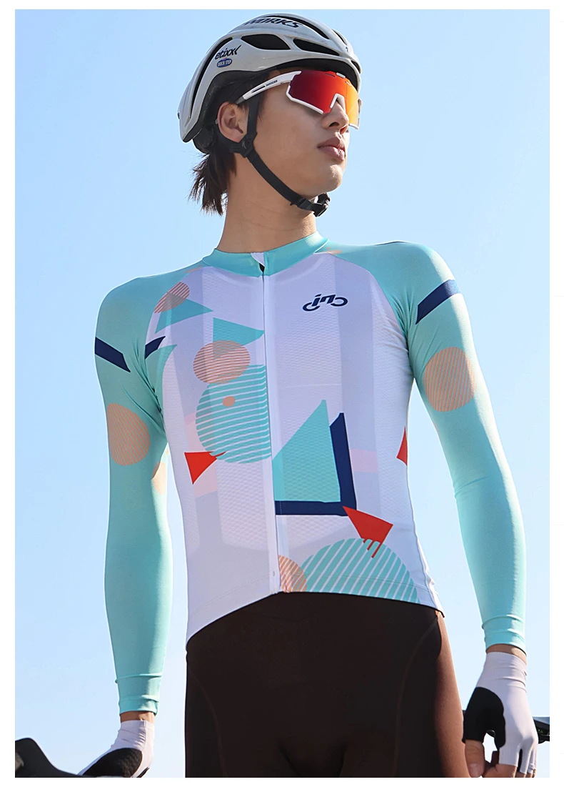 INBIK Long Sleeve Cycling Jersey Men Road Bike Clothing Riding Shirts Quick Bicycle Mountain MTB Jersey Full Zipper with Pockets