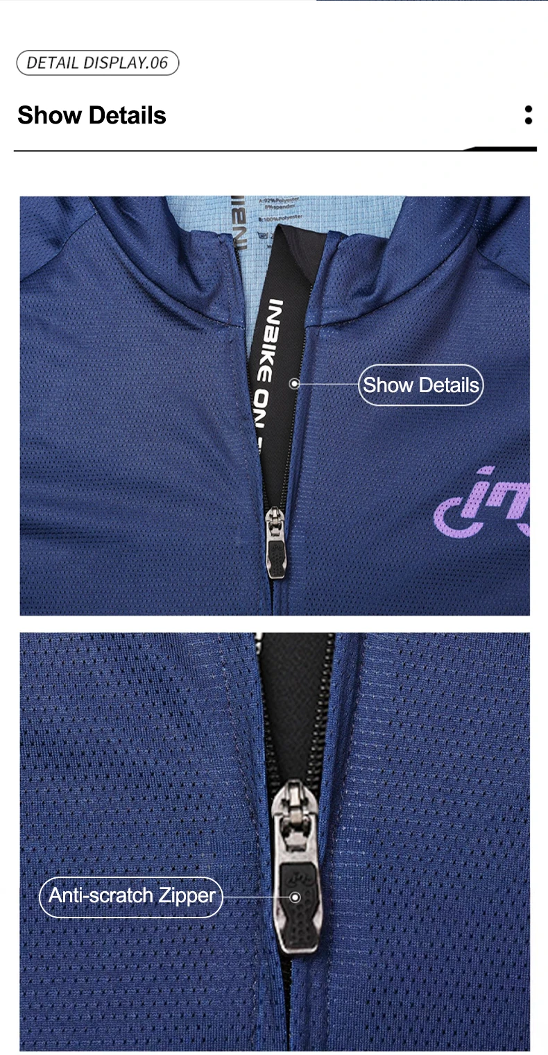 INBIK Long Sleeve Cycling Jersey Men Road Bike Clothing Riding Shirts Quick Bicycle Mountain MTB Jersey Full Zipper with Pockets