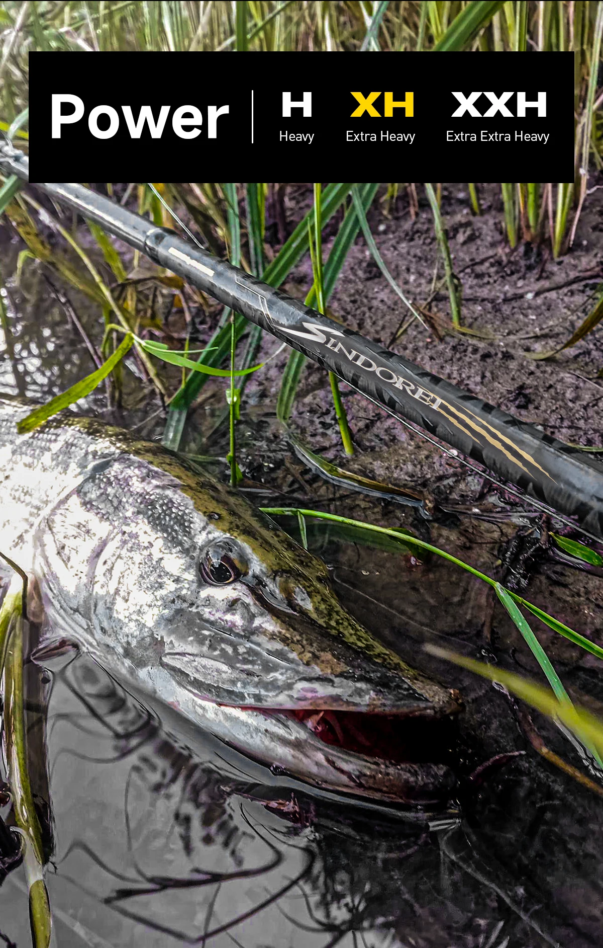 HANDING SINDOREI H/XH/XXH Power Pike Fishing Rod 21-260g Lure Powerful Catfish Snakehead Giant Fast Action Camouflage EVA Handle