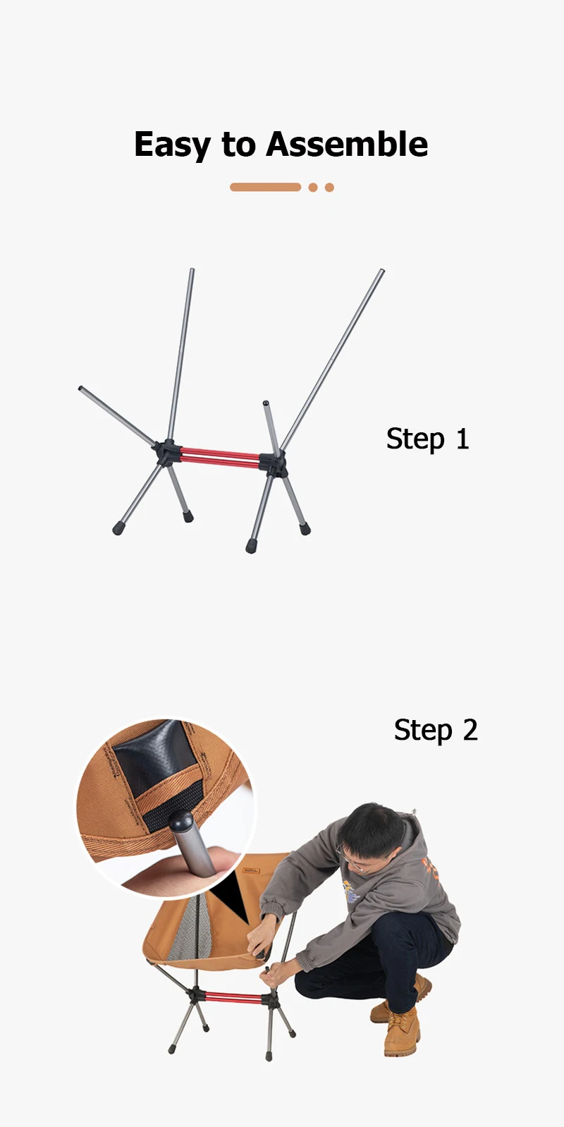 Naturehike Camping Moon Chair Lightweight Portable Aluminum Alloy Seat Folding Backpack Chair Outdoor Hiking Fishing Beach Chair