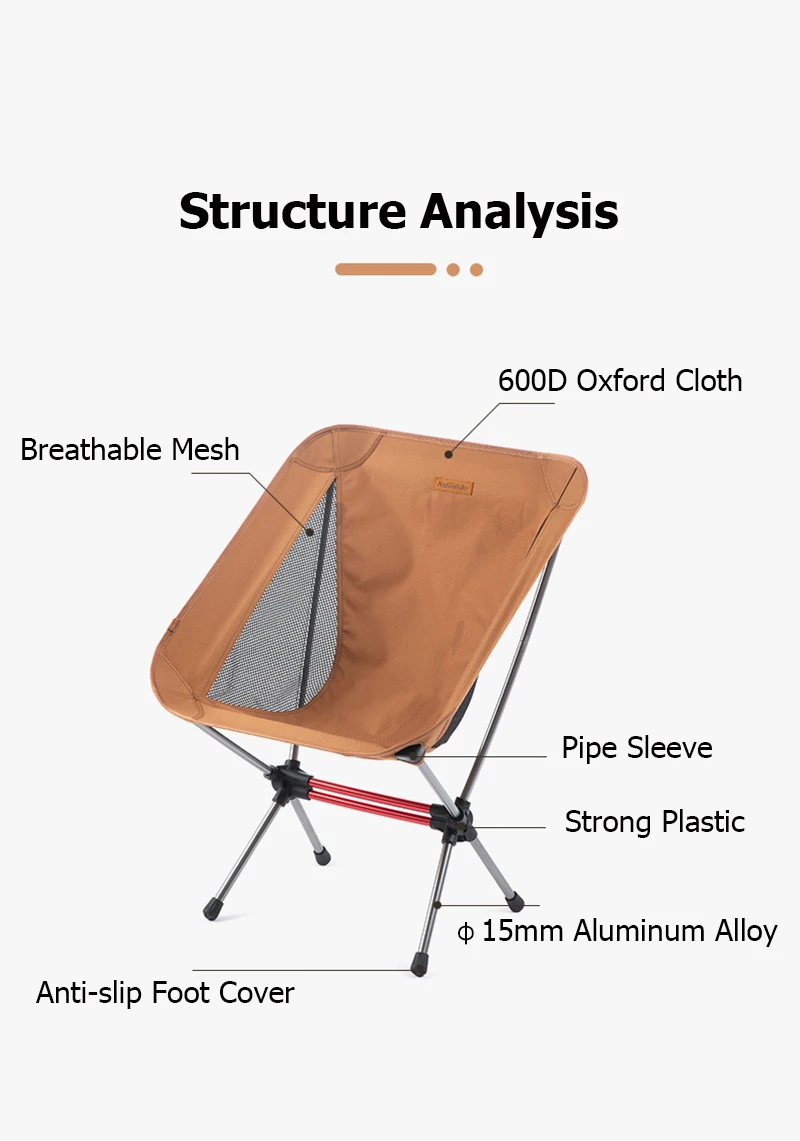 Naturehike Camping Moon Chair Lightweight Portable Aluminum Alloy Seat Folding Backpack Chair Outdoor Hiking Fishing Beach Chair