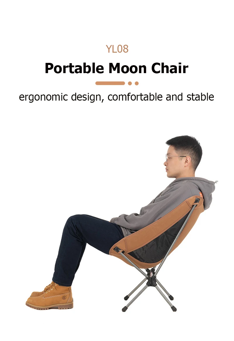 Naturehike Camping Moon Chair Lightweight Portable Aluminum Alloy Seat Folding Backpack Chair Outdoor Hiking Fishing Beach Chair