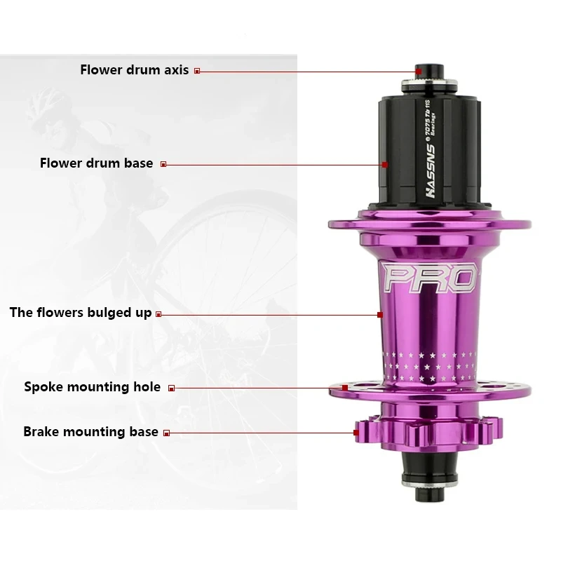 HASSNS PRO7 MTB 36H Hub 32 36 Holes Bearing Bike Freehub Rear Hub Quick Release 32H Four Palin 7 8 9 10 11 12 Speed 6 Pawl Hubs
