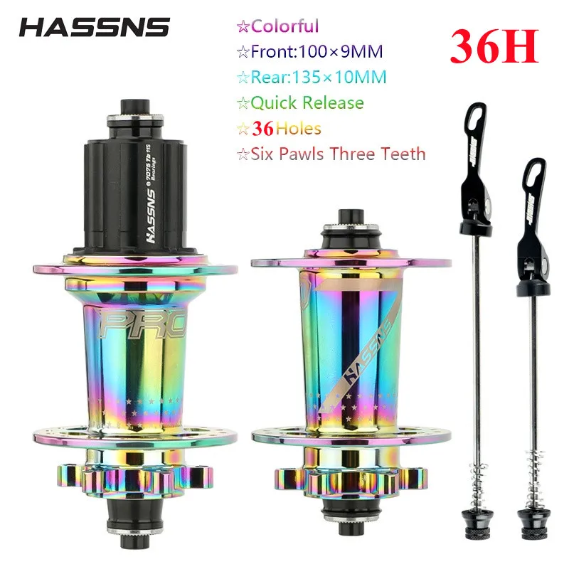 HASSNS PRO7 MTB 36H Hub 32 36 Holes Bearing Bike Freehub Rear Hub Quick Release 32H Four Palin 7 8 9 10 11 12 Speed 6 Pawl Hubs