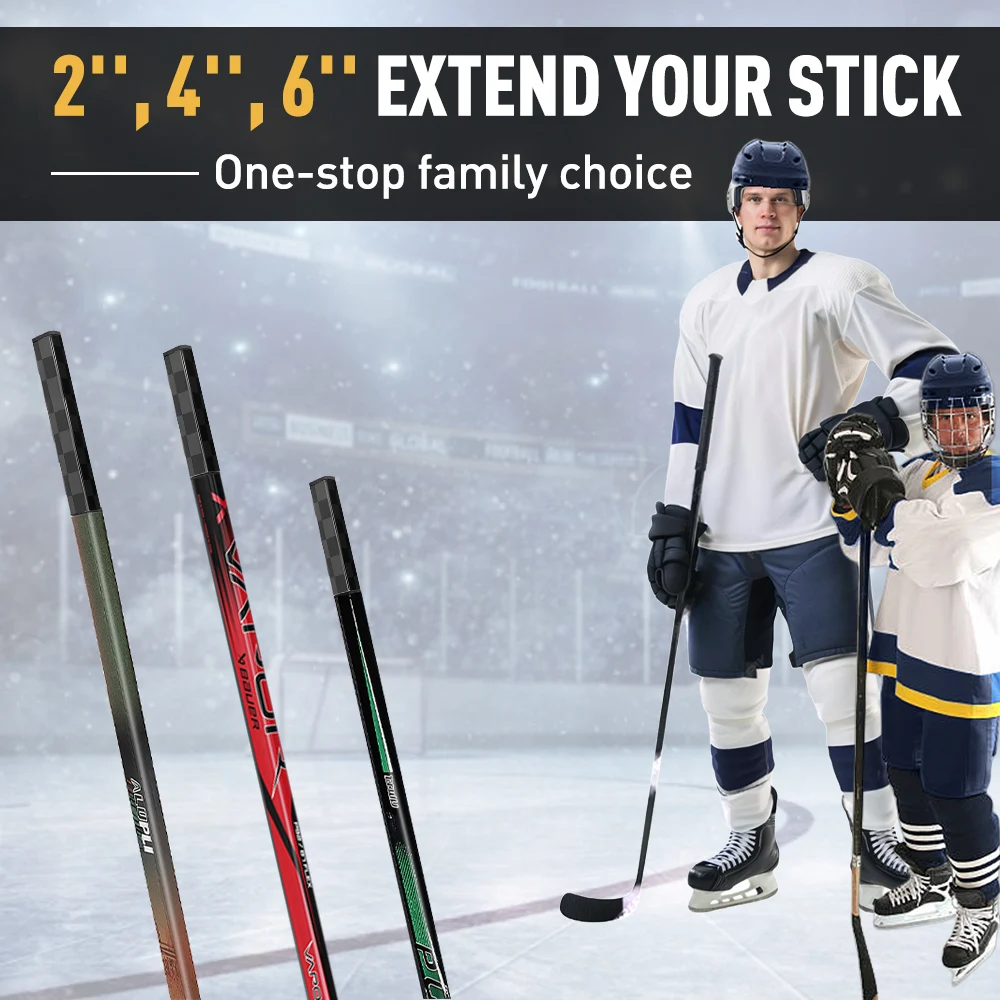 5pcs Hockey Extension Stick 2/4/6inch Ice Hockey Stick Extension INT/JR/SR Carbon Fiber Stick End Plug For Hockey Stick