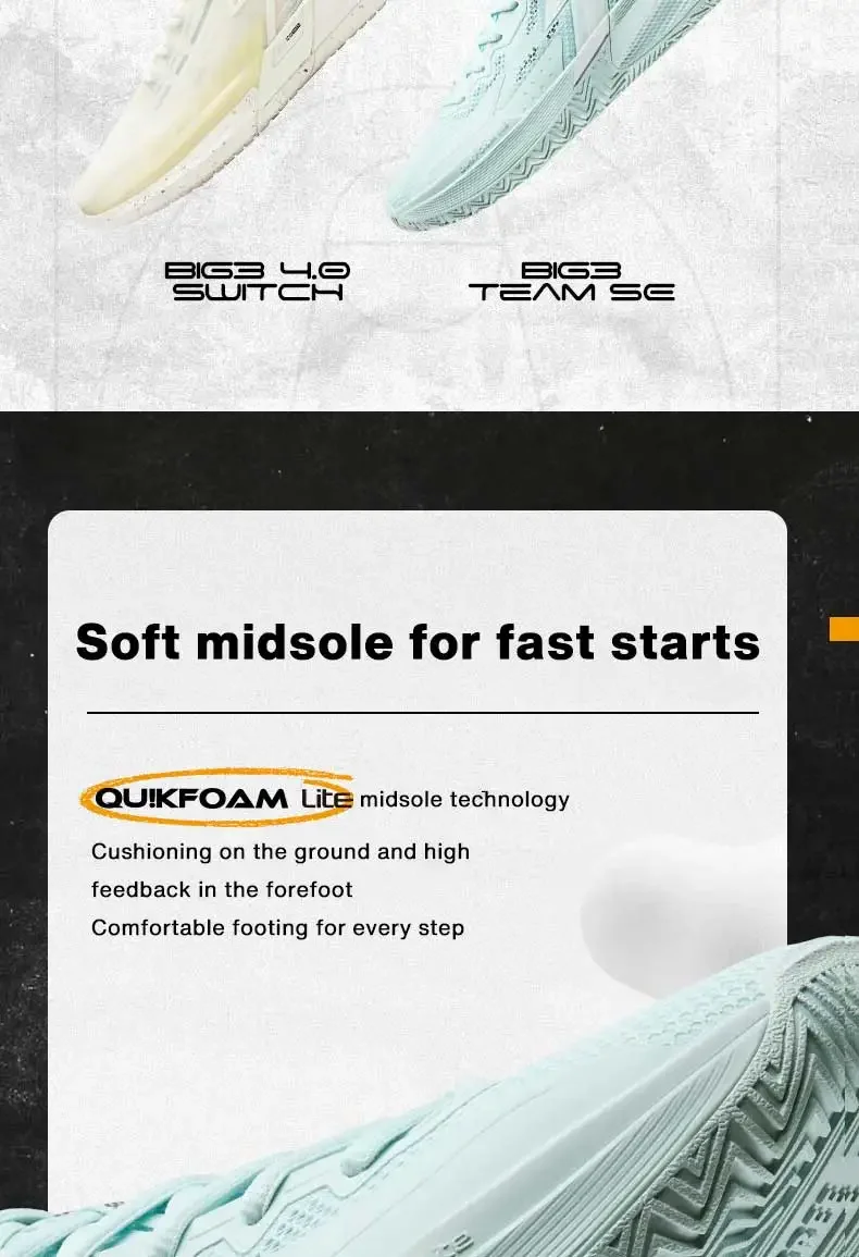 361 Degrees BIG3 Team SE Men Basketball Shoes Wear-Resistant Non-Slip Breathable Practical Training Male Sneaker 672411123