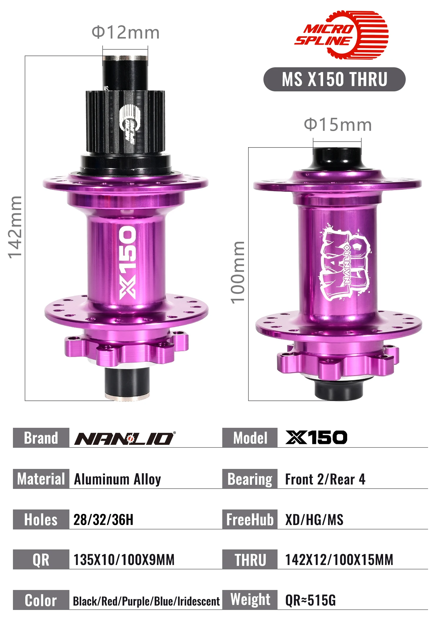Nanlio X150 Bicycle Hub 6-Pawl 150T Click 28 32 36 Hole 8-12 Speed Loud Sound Hub For 26 27.5 29 Inches Superior to PRO7 TH390