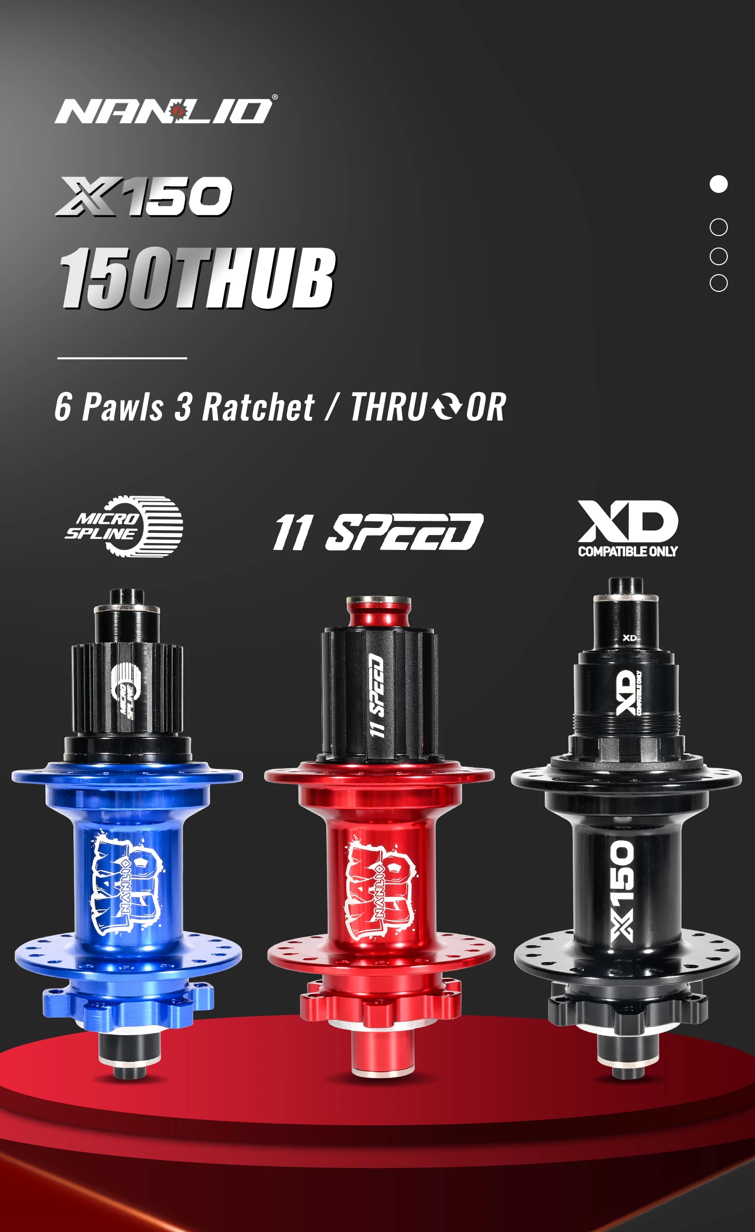 Nanlio X150 Bicycle Hub 6-Pawl 150T Click 28 32 36 Hole 8-12 Speed Loud Sound Hub For 26 27.5 29 Inches Superior to PRO7 TH390