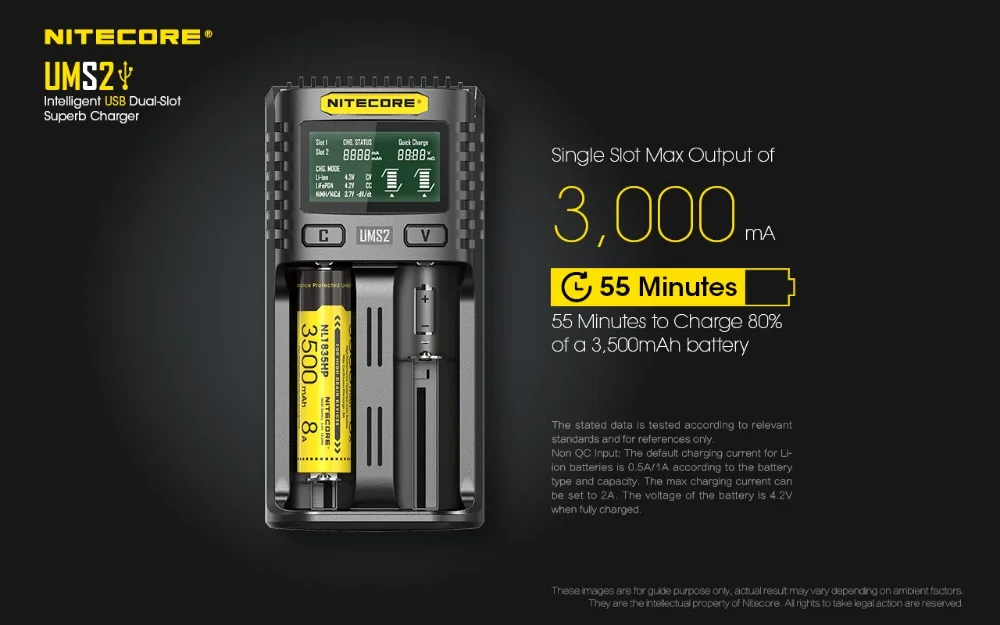 Dual-Slot Intelligent USB 3A Speedy Battery Charger with OLED Screen Display UMS2 Optional NL2160HP Battery for Electronics