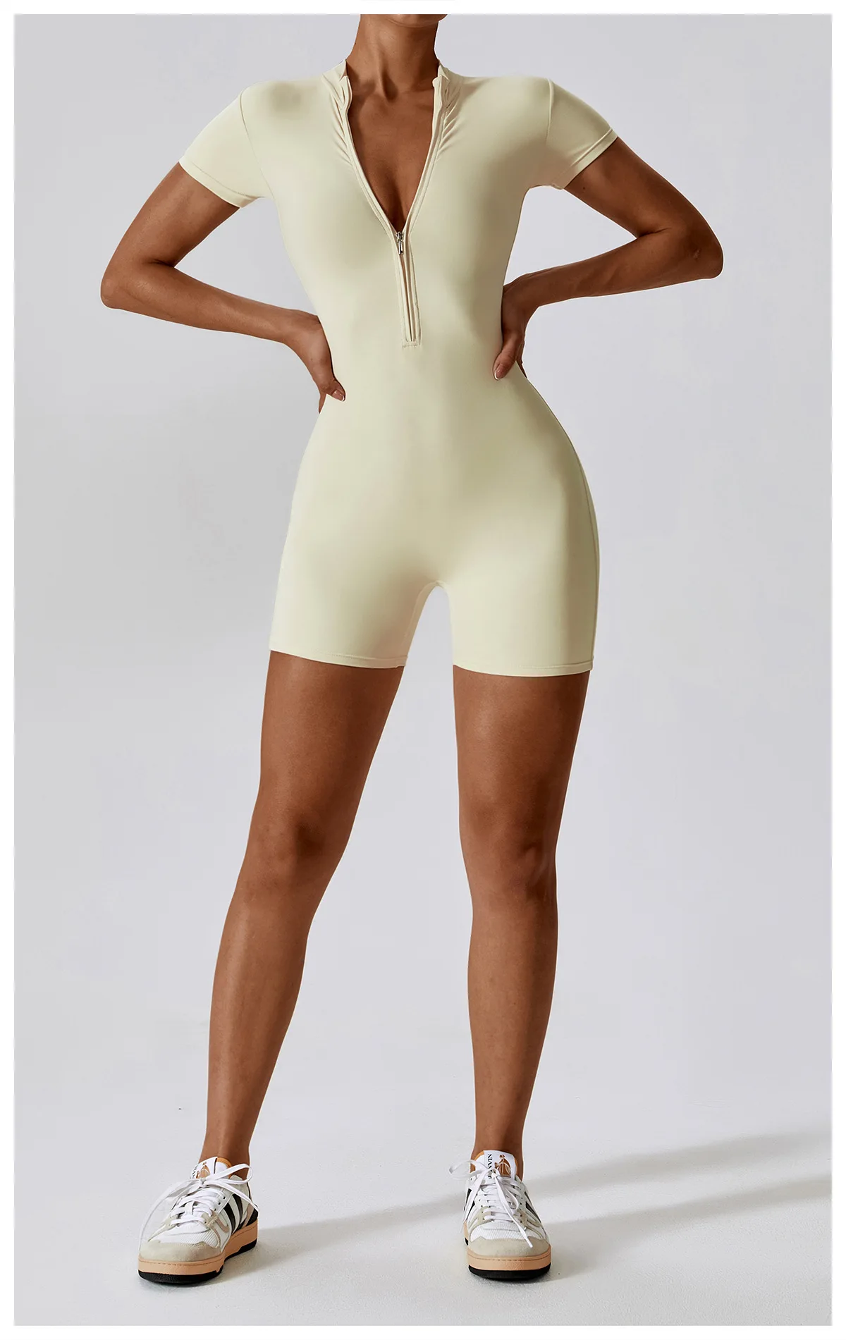 Summer Zipper Short Sleeve Yoga Bodysuit Women's Jumpsuits Yoga Set Gym Clothes Push-up Workout Tracksuit Dance Fitness Bodysuit