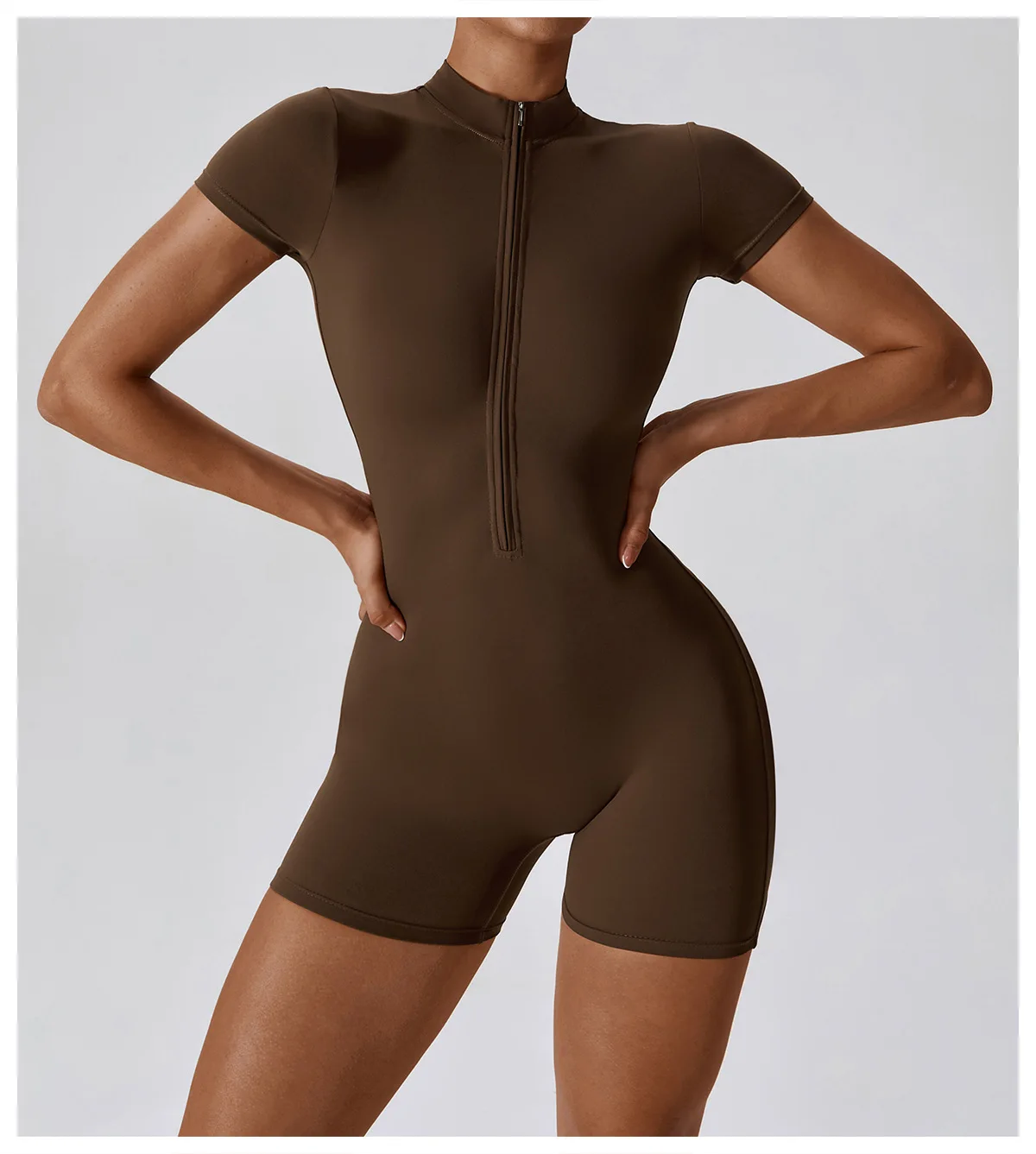 Summer Zipper Short Sleeve Yoga Bodysuit Women's Jumpsuits Yoga Set Gym Clothes Push-up Workout Tracksuit Dance Fitness Bodysuit