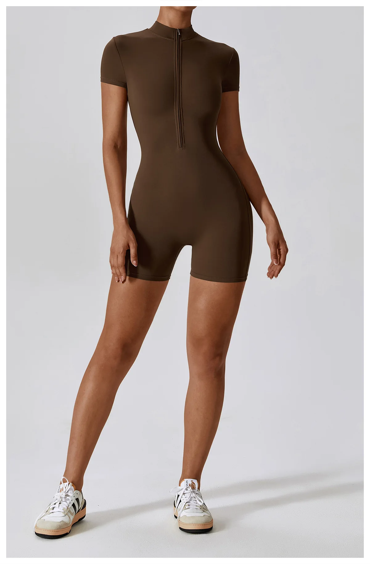 Summer Zipper Short Sleeve Yoga Bodysuit Women's Jumpsuits Yoga Set Gym Clothes Push-up Workout Tracksuit Dance Fitness Bodysuit