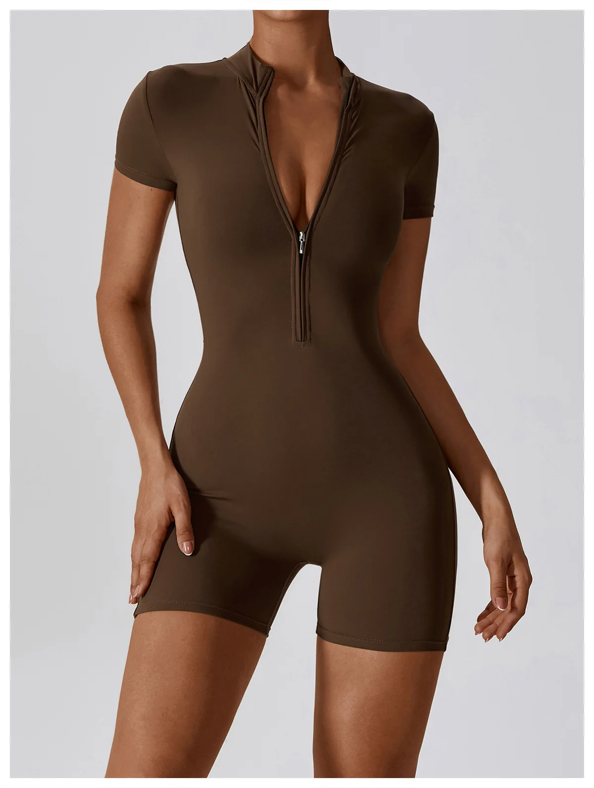 Summer Zipper Short Sleeve Yoga Bodysuit Women's Jumpsuits Yoga Set Gym Clothes Push-up Workout Tracksuit Dance Fitness Bodysuit