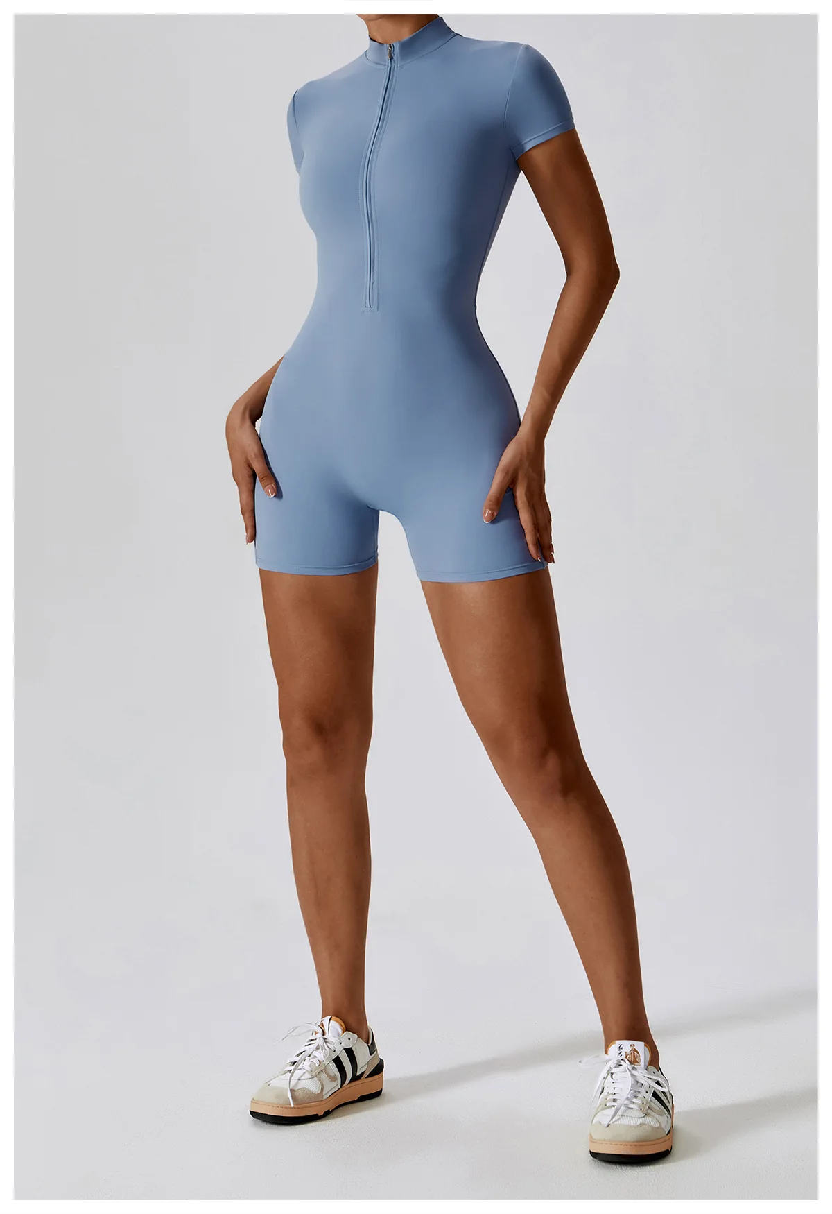 Summer Zipper Short Sleeve Yoga Bodysuit Women's Jumpsuits Yoga Set Gym Clothes Push-up Workout Tracksuit Dance Fitness Bodysuit