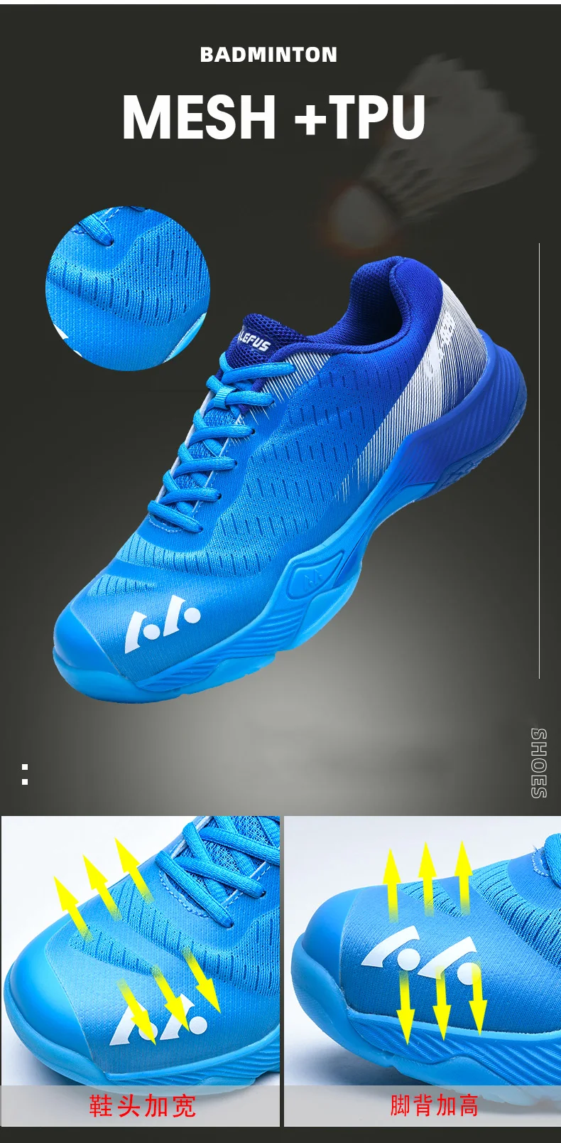New Professional Badminton Shoes Couple's Training Shoes Anti-Skid Cushioning Men's and Women's Tennis Shoes Running Sneakers