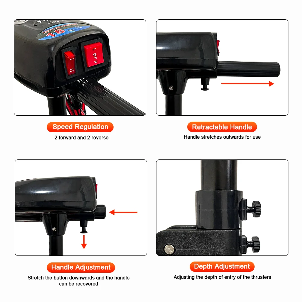 DC 12V Inflatable Boat Motor, 18LBS Electric Motor for Kayak Small Fishing Canoe, Dinghy Raft