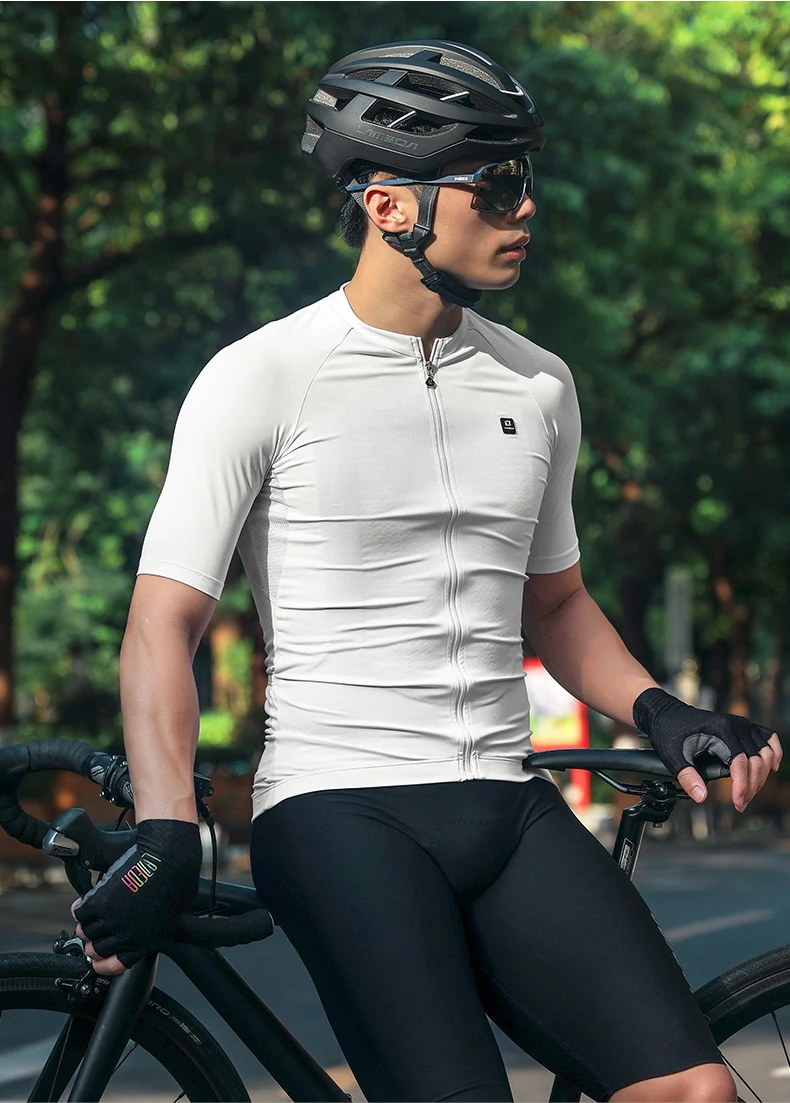 LAMEDA Men's Cycling Jersey Moisture Wicking Short Sleeve Full Zipper Bike Road Biking Shirts for Men MTB Jersey with 3 Pockets