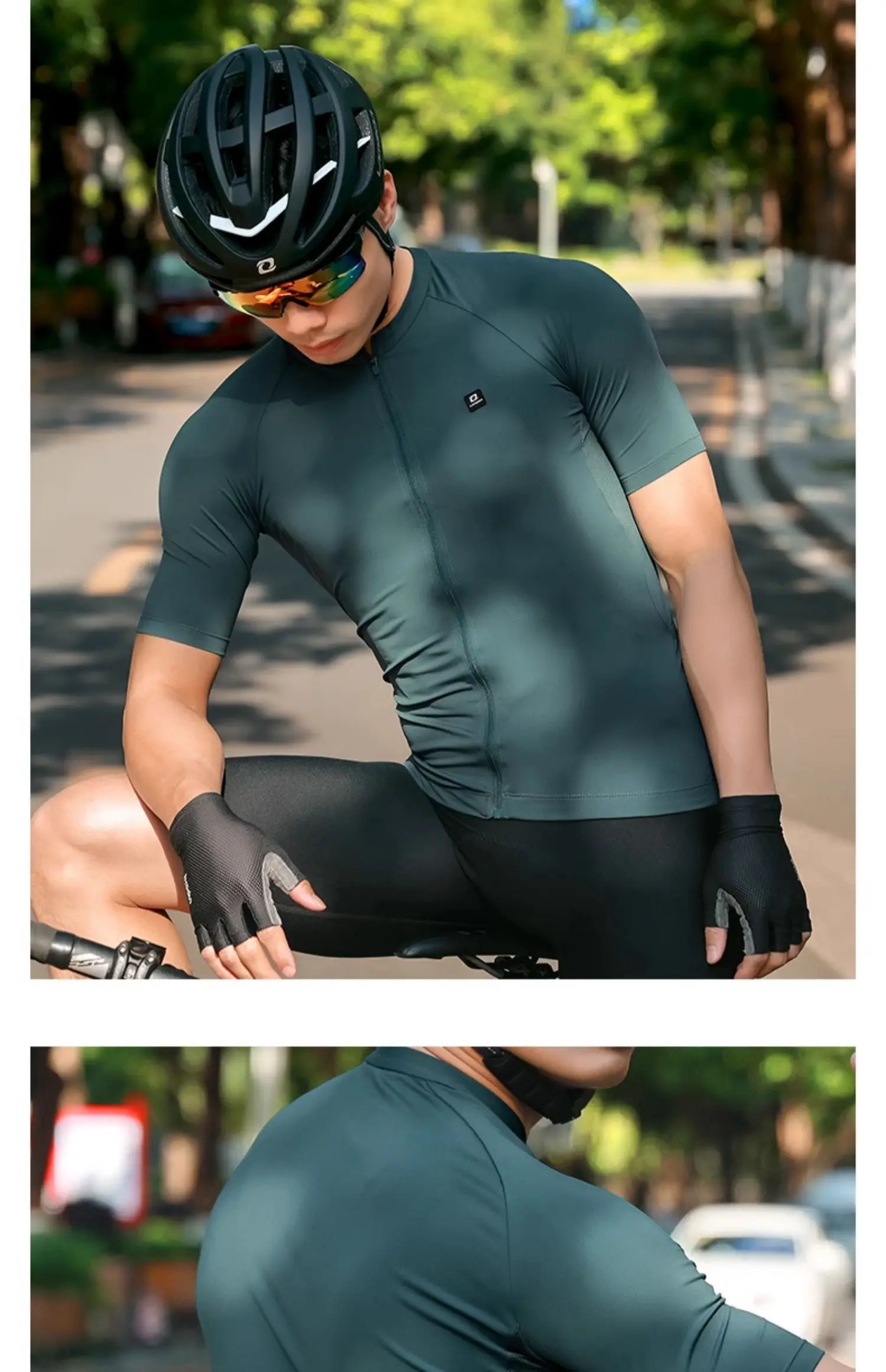 LAMEDA Men's Cycling Jersey Moisture Wicking Short Sleeve Full Zipper Bike Road Biking Shirts for Men MTB Jersey with 3 Pockets