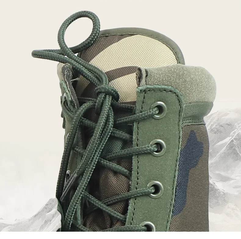 Outdoor Hiking Climbing Shoes Men's Leather Desert Tactical Boots High Top Camouflage Field Training Work Combat Boots 46 Size