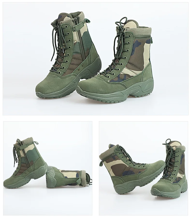 Outdoor Hiking Climbing Shoes Men's Leather Desert Tactical Boots High Top Camouflage Field Training Work Combat Boots 46 Size