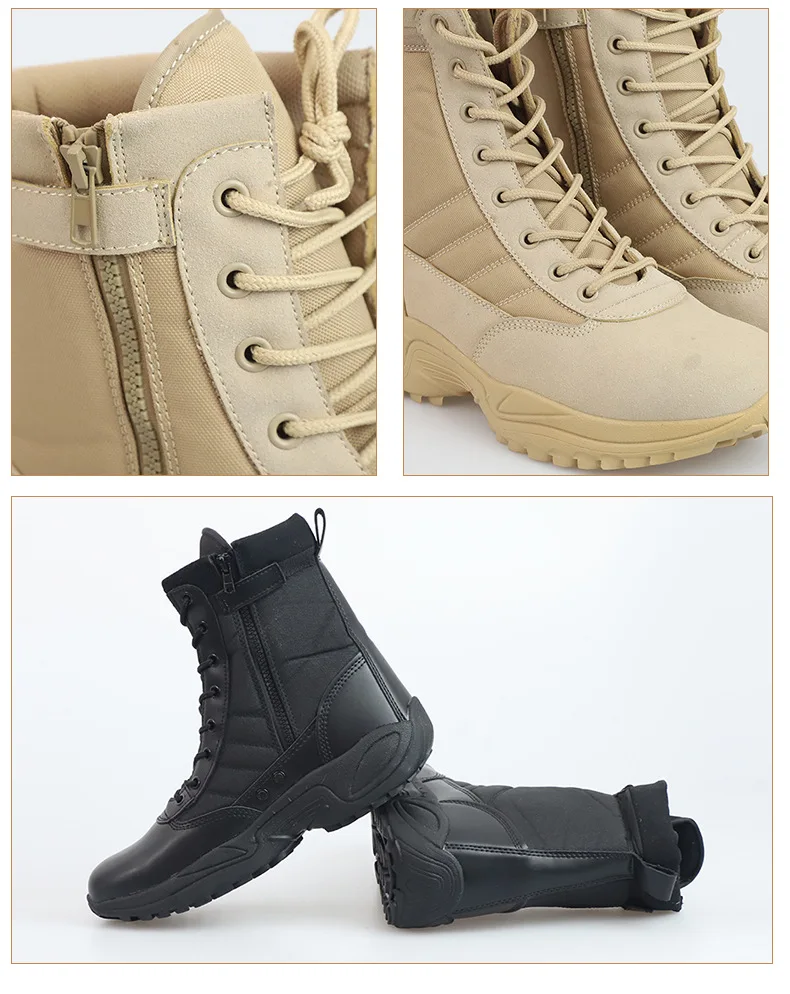 Outdoor Hiking Climbing Shoes Men's Leather Desert Tactical Boots High Top Camouflage Field Training Work Combat Boots 46 Size